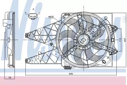 VENTILATOR, RADIATOR FIAT DOBLO (09-), OPEL COMBO (12-)