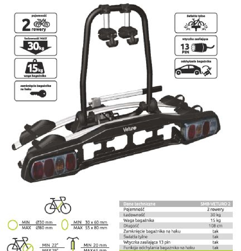  SUPORT PENTRU 2 BICICLETE CU INCLINARE - MUFA 13PIN